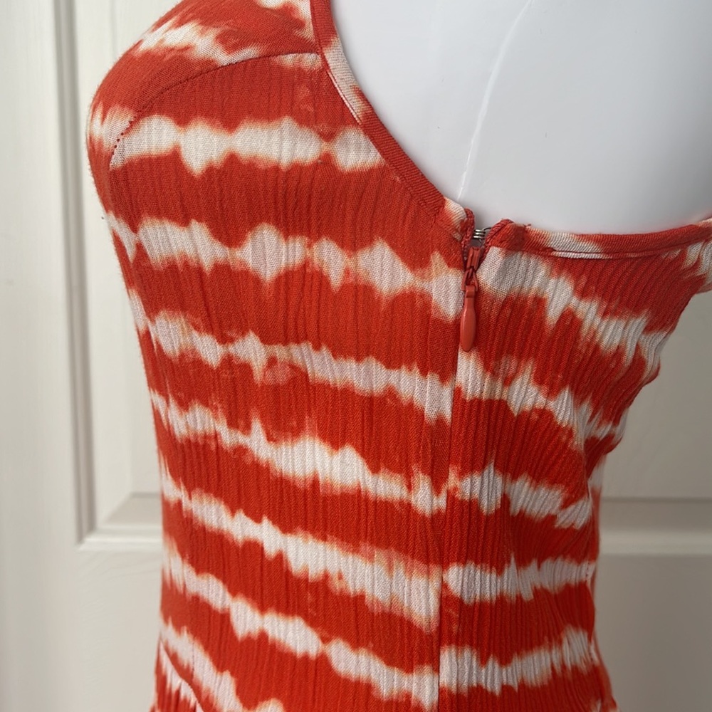 Mossimo Tangerine/White Tie-dye Print Ruffled Maxi Dress-Small - Picture 4 of 9